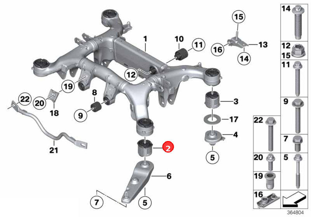 Rubber mounting front OE 33316790573