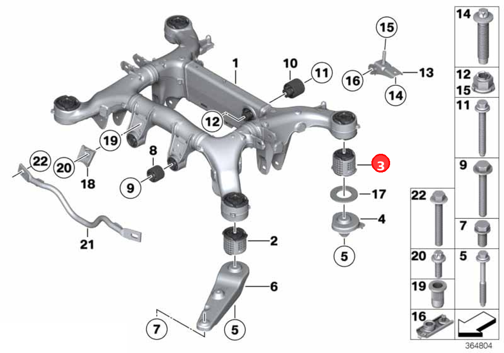 Rubber mounting rear OE 33316793864