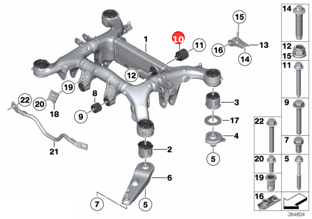 Rubber mounting rear OE 33316797238