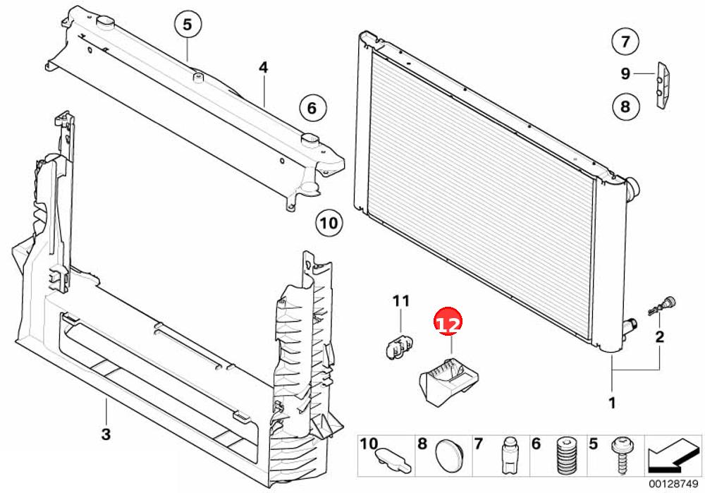 Lower cooler bracket OE 17117542517