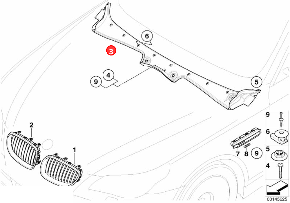 cover, windscreen panel OE 51717027083