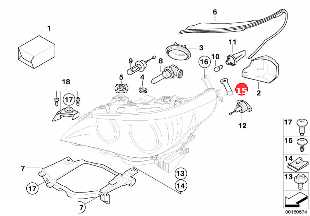 Bracket headlight left OE 63126949633