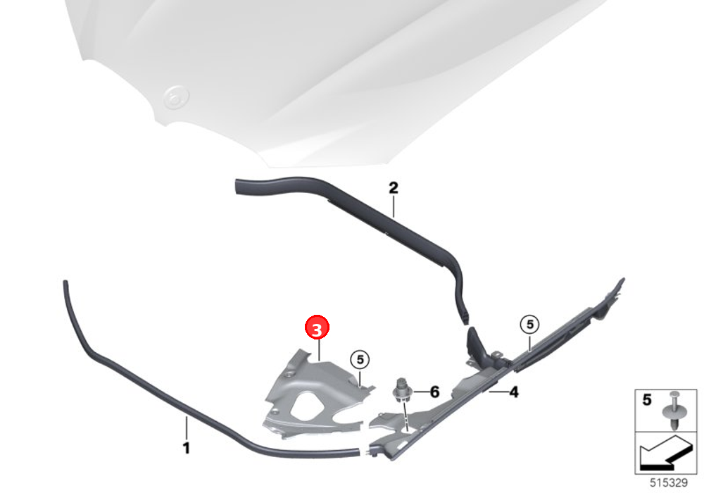 Upper left engine compartment cover OE 51767397489