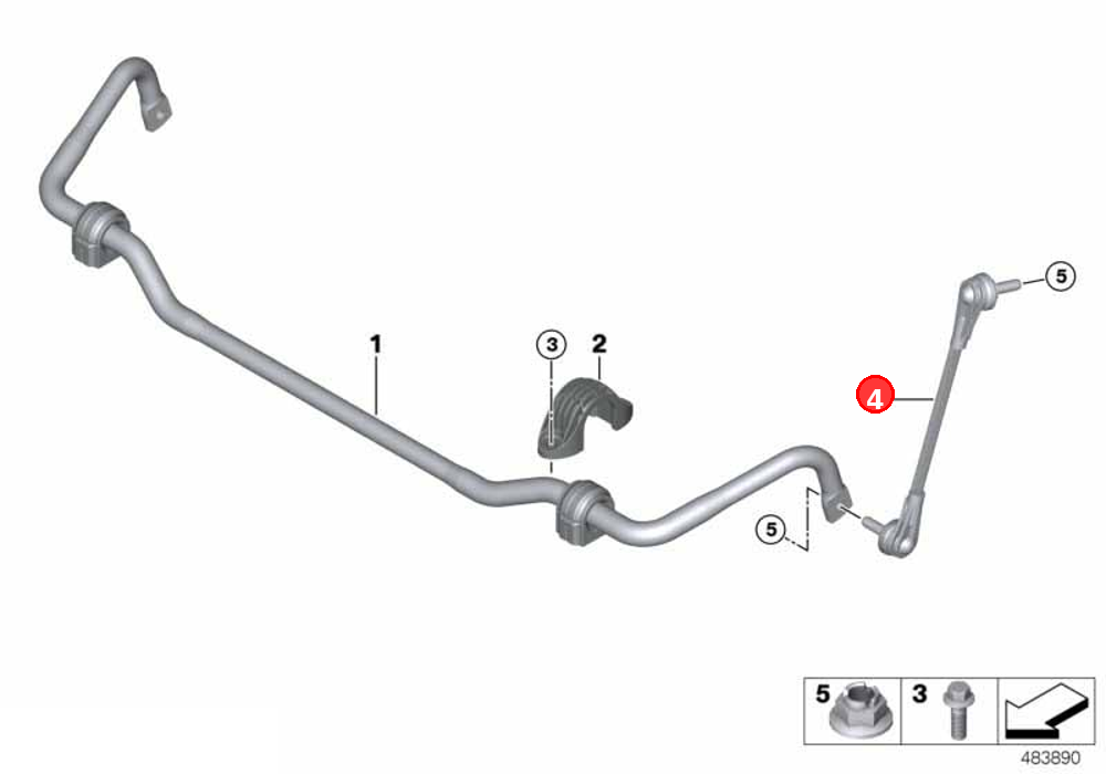 Swing support, front, left OE 31356886035