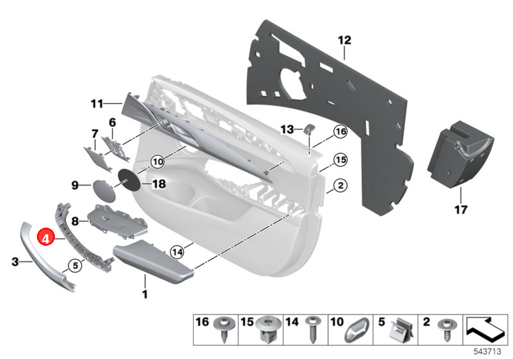Carrier, door pull, right OE 51419109612