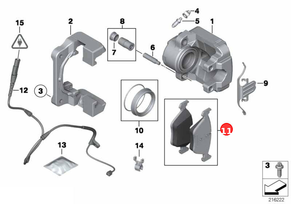 Repair kit, brake pads asbestos-free OE 34116852253
