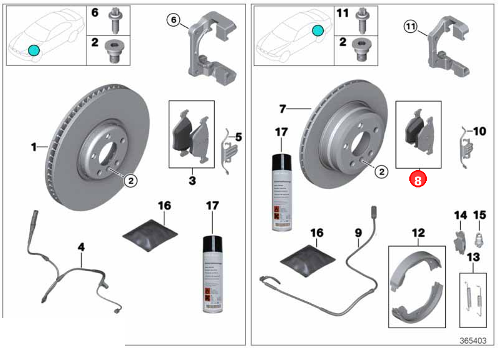 Repair kit, brake pads asbestos-free OE 34216776937