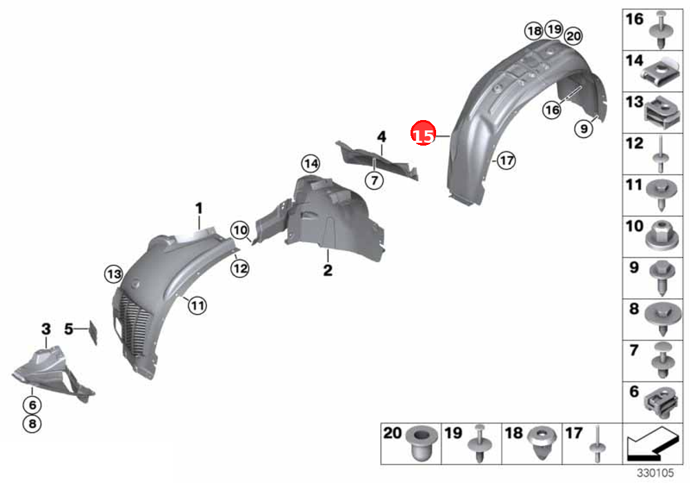 Cover, wheel housing, rear right OE 51487290670