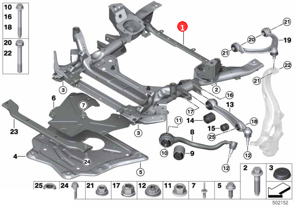 Front axle support OE 31116866689