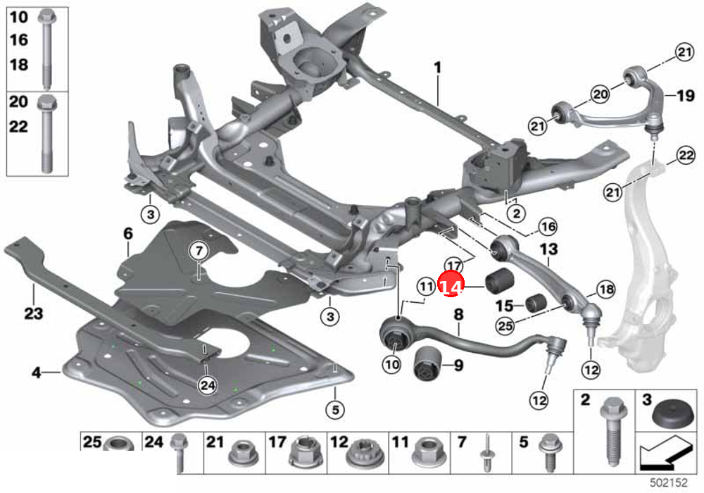 Rubber mount, control arm OE 31126864000