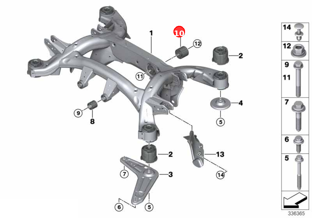 Rubber mounting rear OE 33176770948