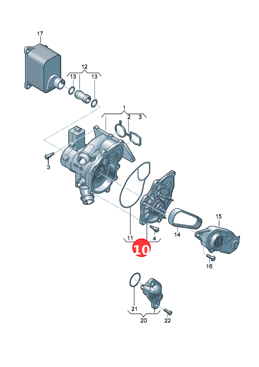 Coolant pump Alternative installation: OE 06L121012A