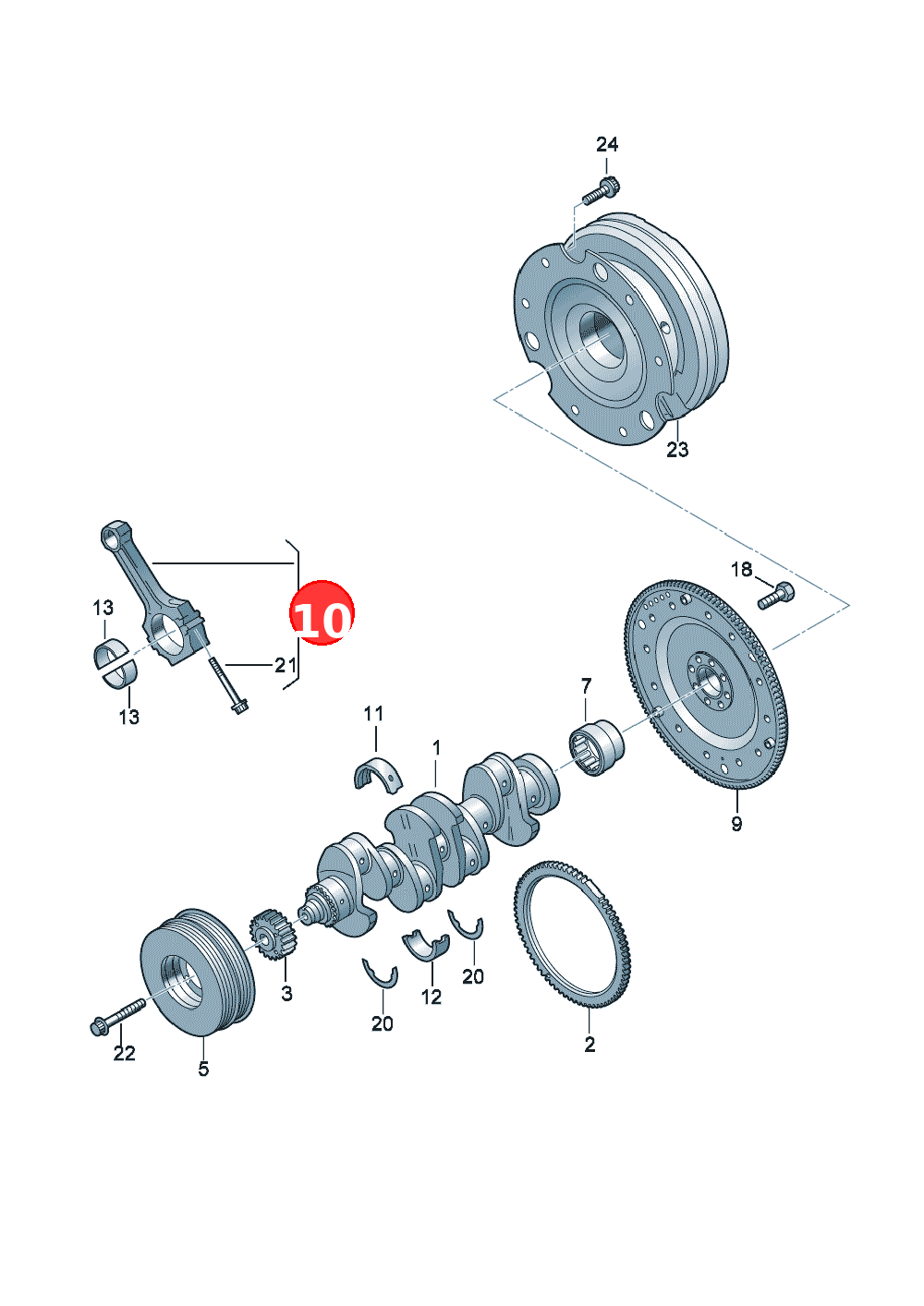 1 set: connecting rods OE 06H198401D