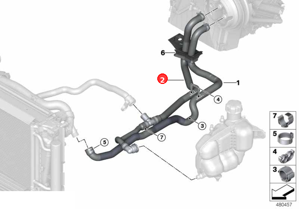 Coolant hose, return OE 64219250564