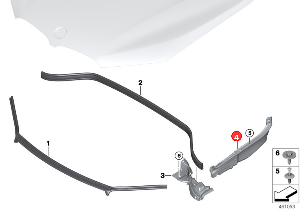 Seal, side panel, top right OE 51767329400
