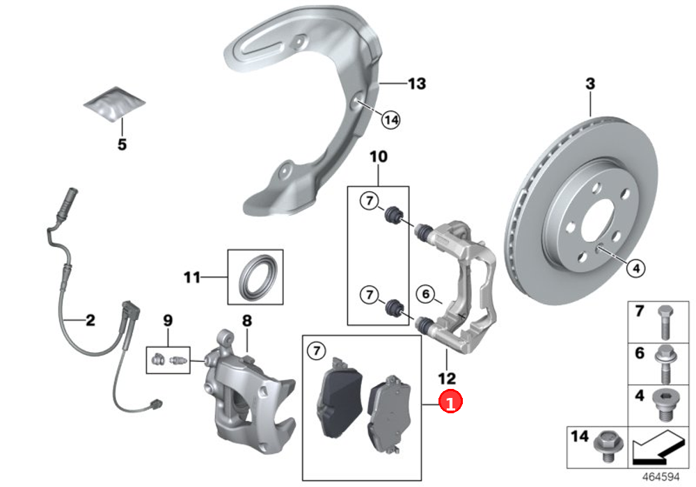 Repair kit, brake pads OE 34118867481
