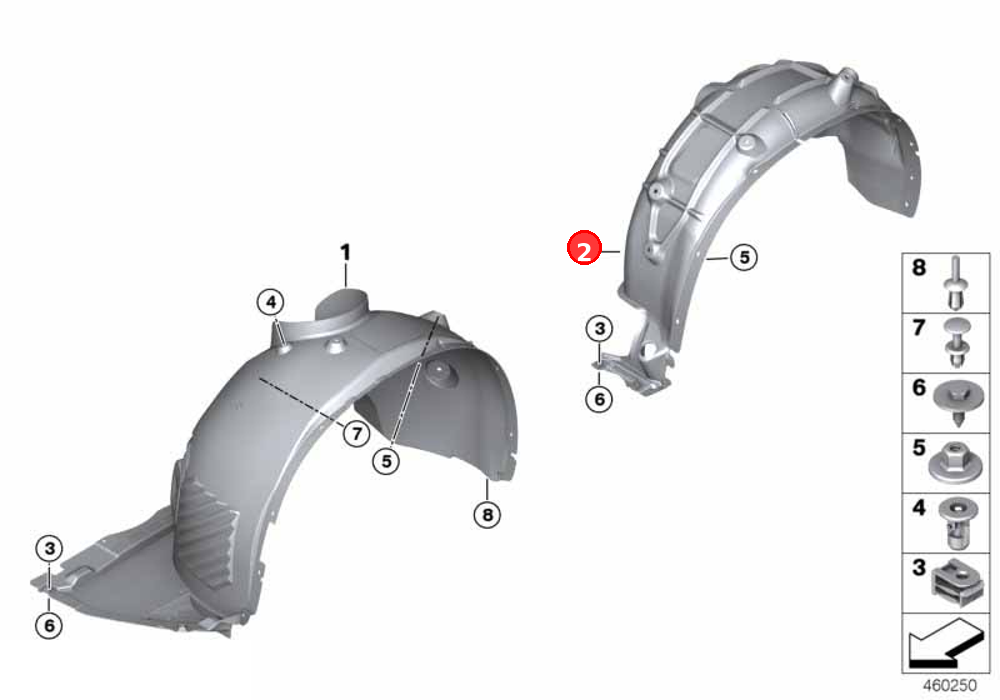 Cover, wheel housing, rear left OE 51717346041