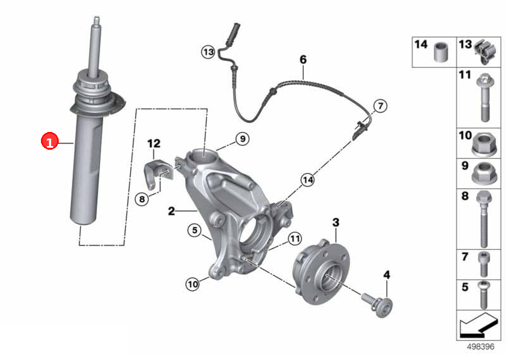 Front right spring strut OE 31306886754