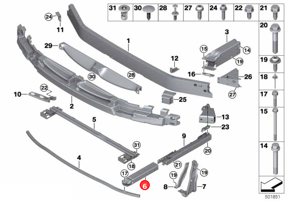 Deformation element, front bottom left OE 51117374789