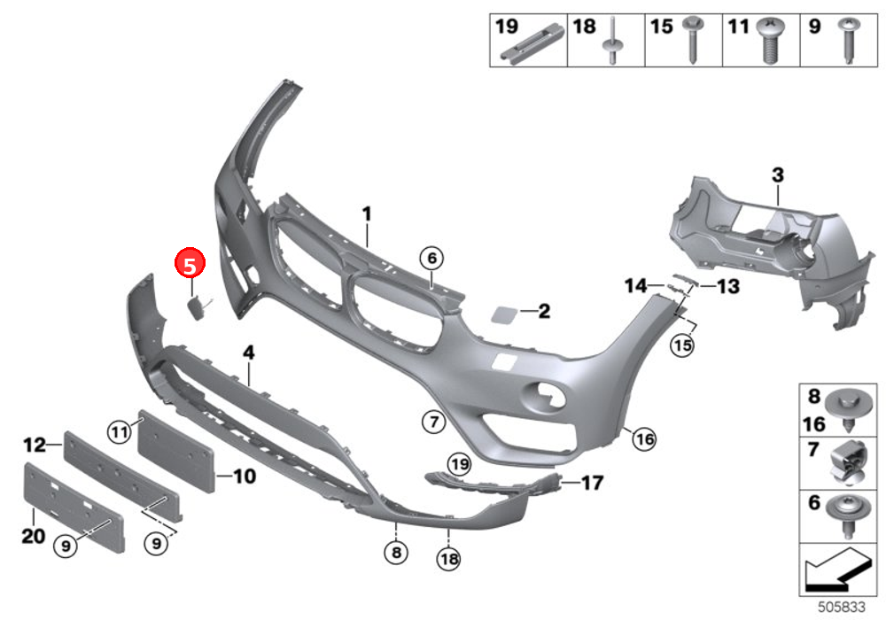 Flap, towing eye, primed OE 51137361220