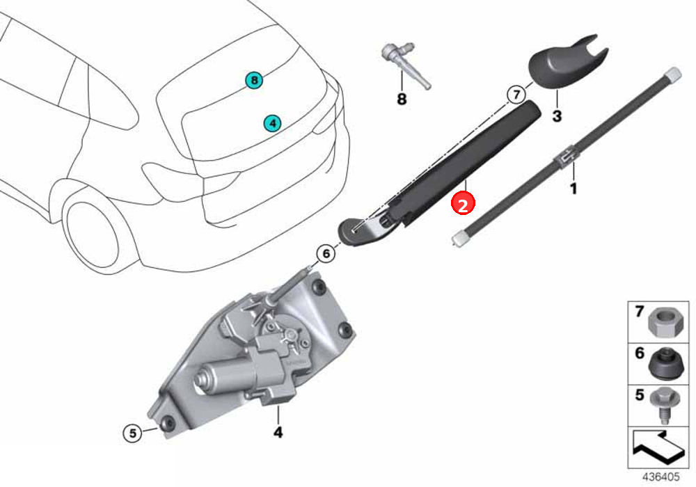 Rear window wiper arm OE 61627356224