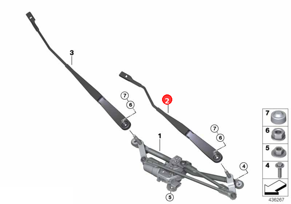 Wiper arm, driver's side OE 61617360516