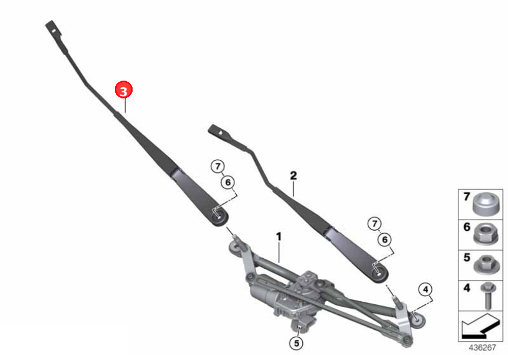 Wiper arm, passenger's side OE 61617360517
