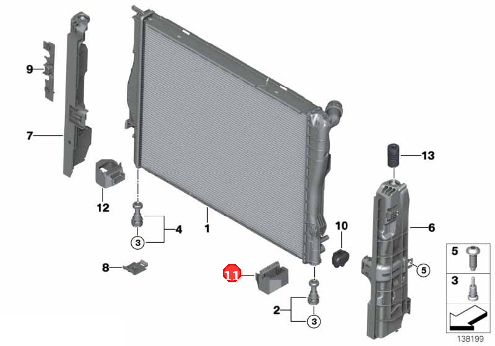 Lower cooler bracket OE 17117591647