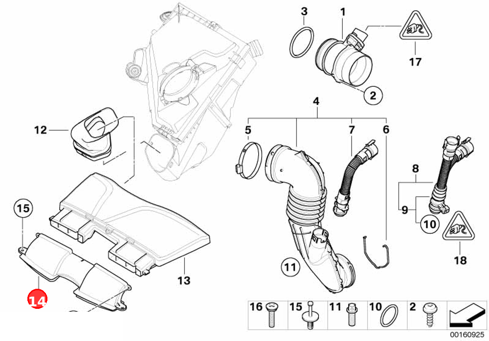 Suction hood, front OE 13717541738