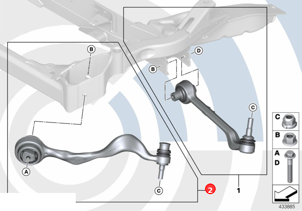 Repair kit, trailing link, left OE 31122405861