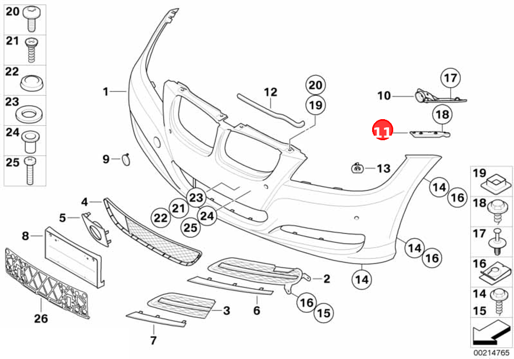 Insert, bumper front right OE 51117134098