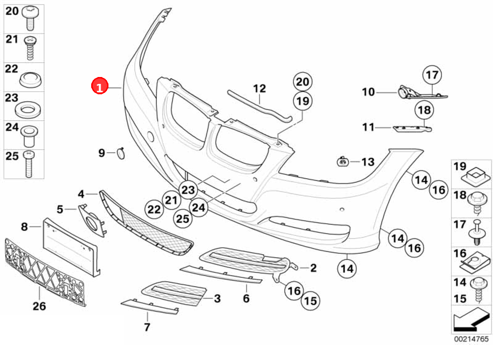 Panel, bumper, primed, front OE 51117204247