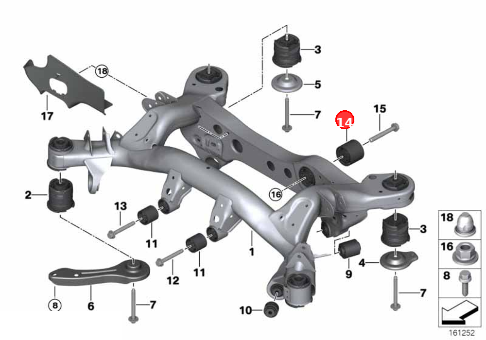 Rubber mounting rear OE 33176770866