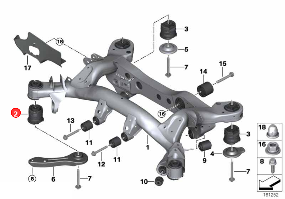 Rubber mounting front OE 33316758259