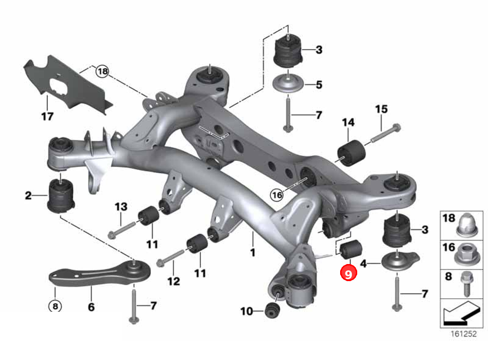 Rubber mount, roll-over strut OE 33326770829