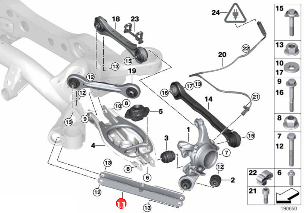 Repair kit, trailing arm OE 33322406291