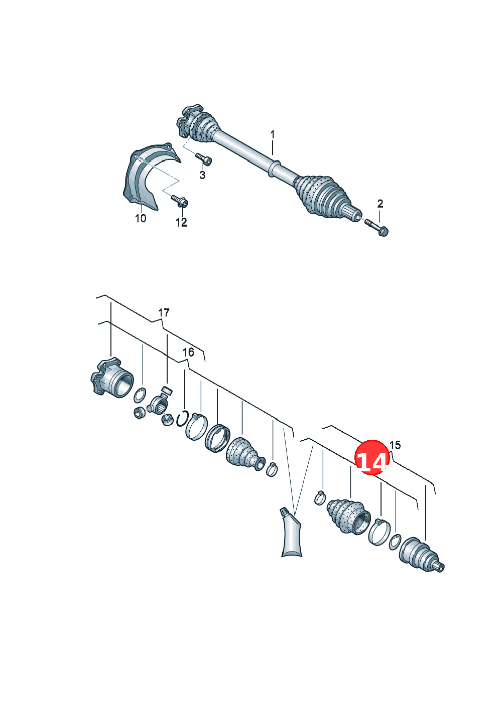 joint protective boot withassembly items and grease OE 4H0498203