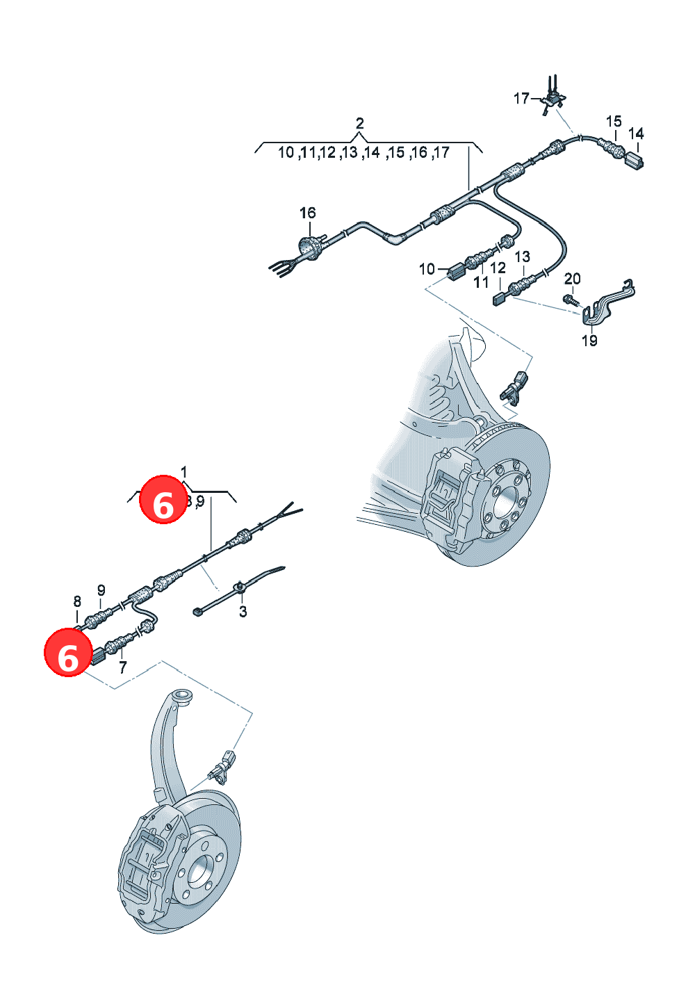 Flat contact housing withcontact locking mechanismConnection piecespeed sensor OE 8K0973702