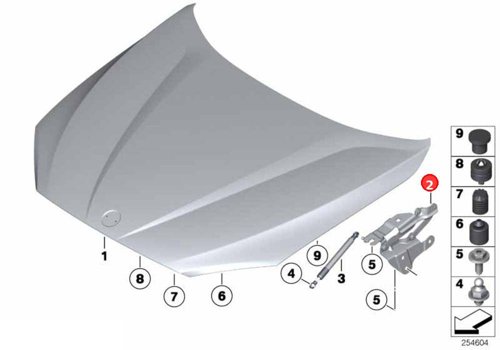 Right engine hood hinge OE 41002993150
