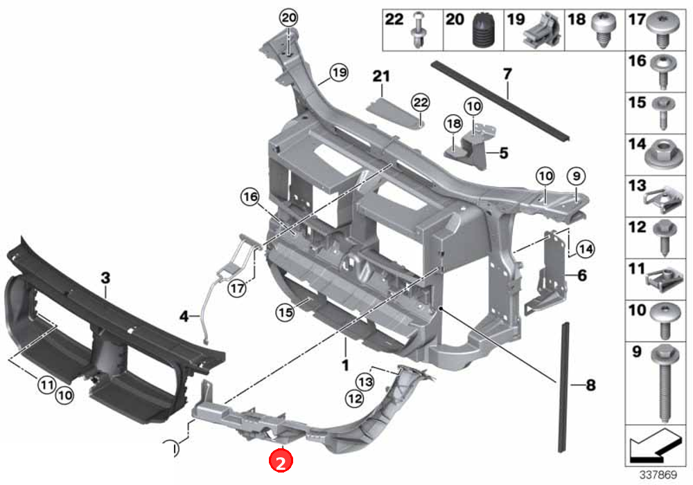 Bracket headlight left OE 51642990179