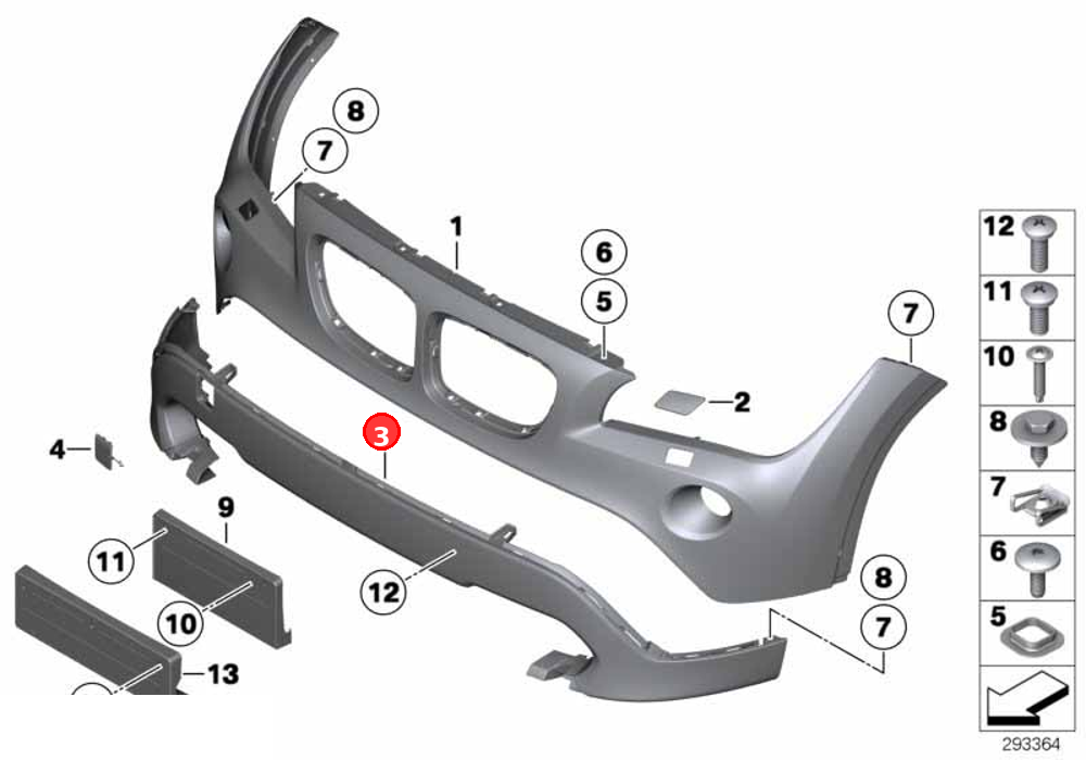 Trim panel, bumper, front bottom OE 51117409128