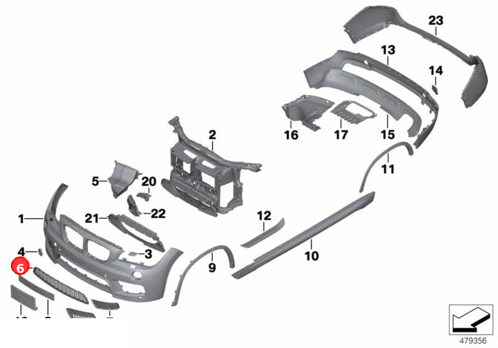 Grille, middle bottom OE 51118037994