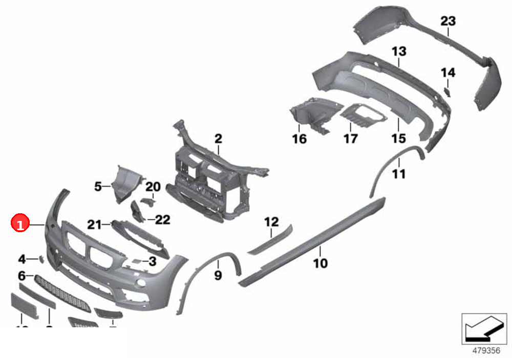 Panel, bumper, primed, front OE 51118039479