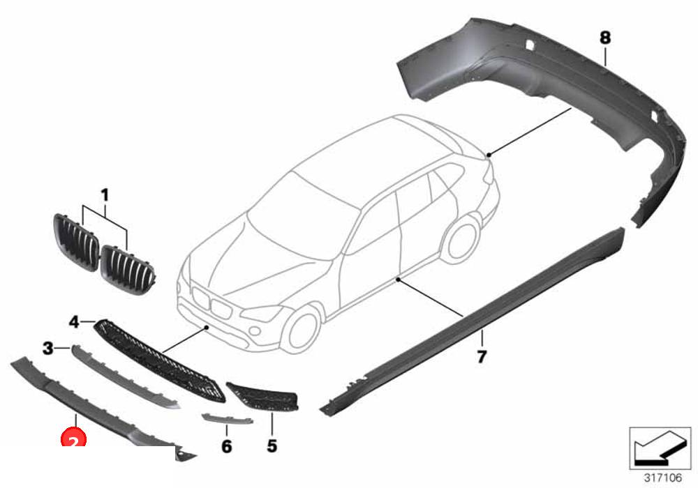 Trim, air duct, front OE 51117303768
