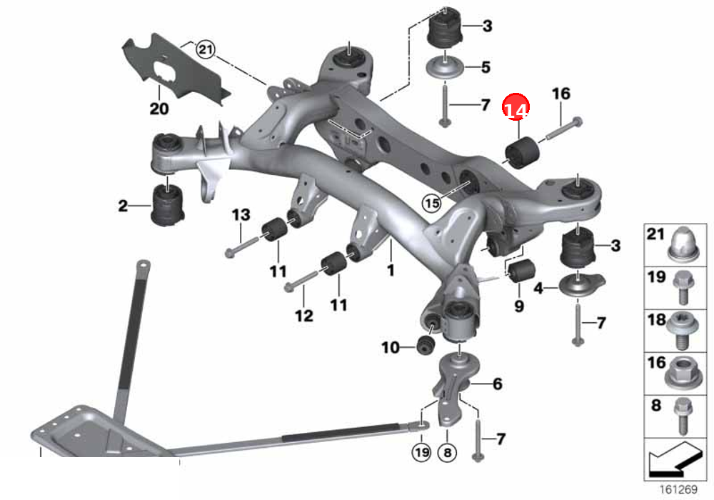 Rubber mounting rear OE 33316769376