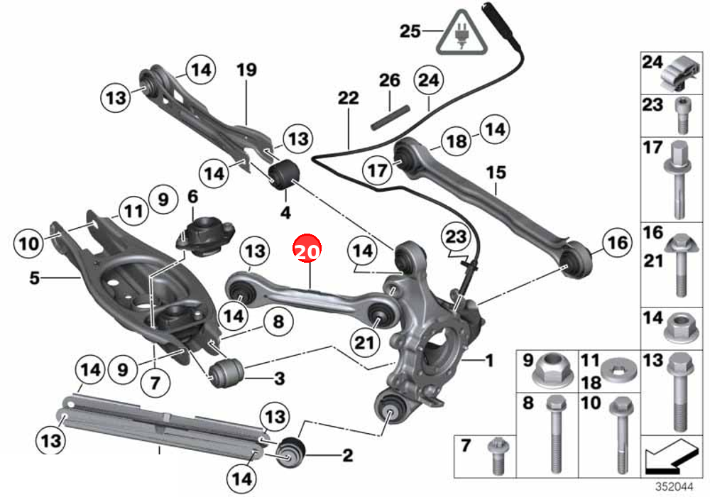 Repair kit, control arm, right OE 33322409885