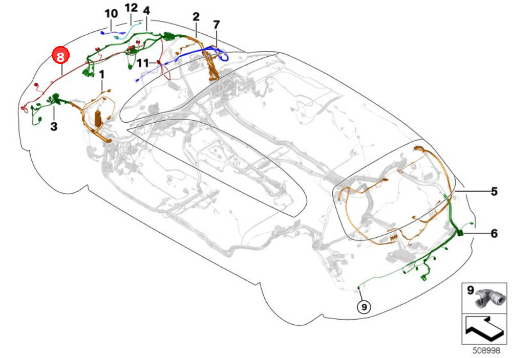 Wiring set PDC, front OE 61129236520