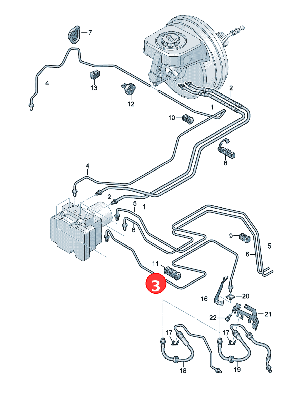 Brake pipe from hydraulics to brake hose OE 8W0614723L