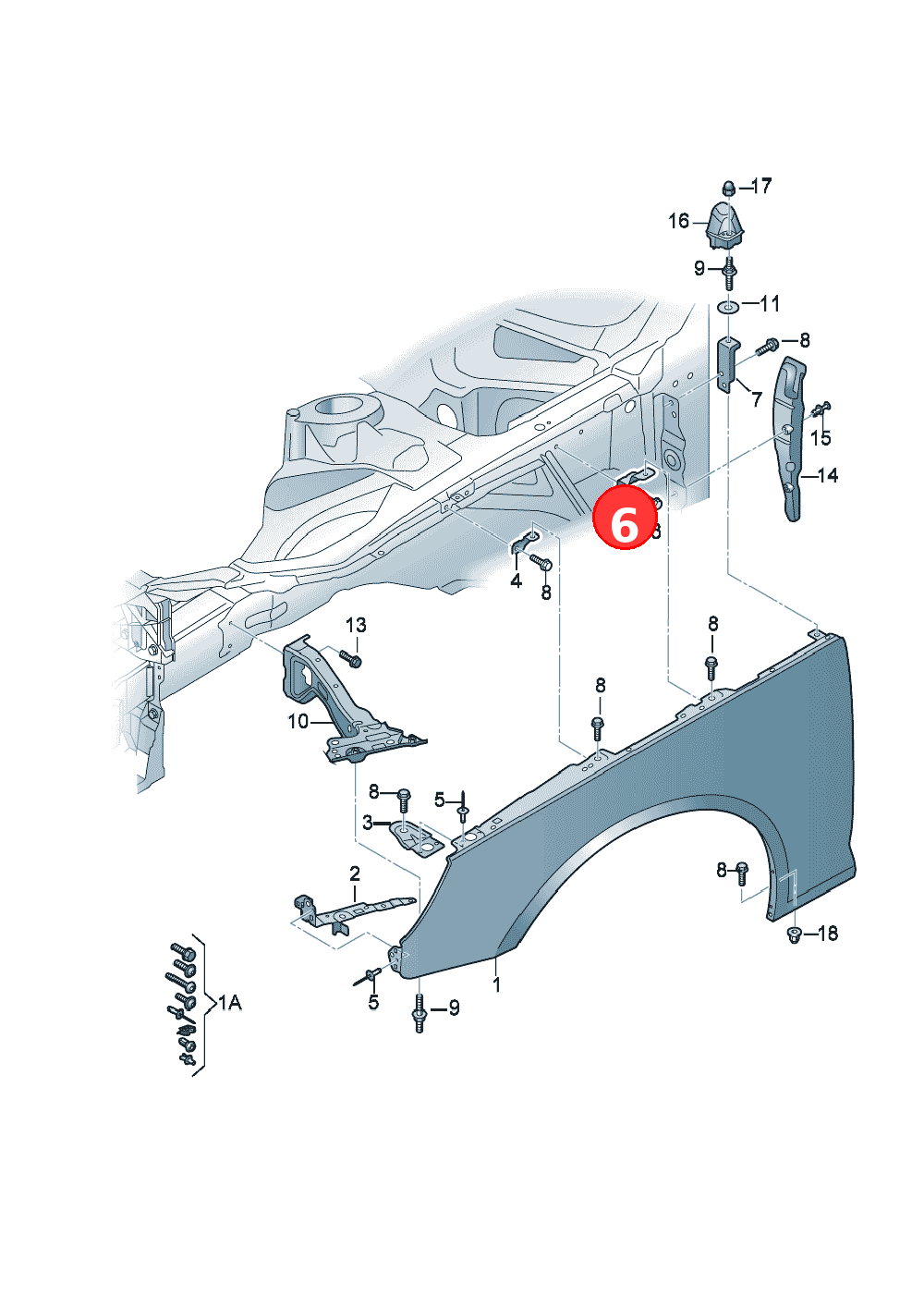 Bracketfor fender OE 8W0821471
