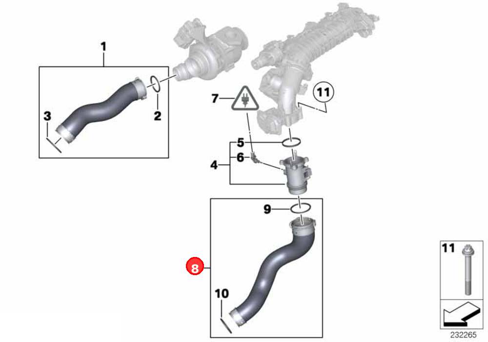 Charge air line OE 11618513289